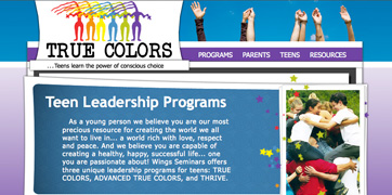 Screenshot of truecolorsforteens.com